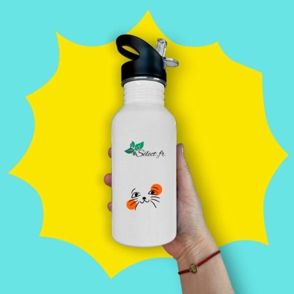 Bouteille en inox avec paille
