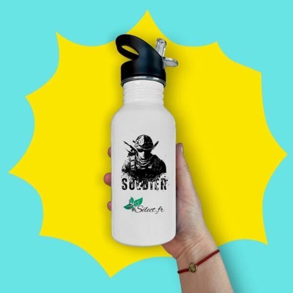 Bouteille en inox avec paille